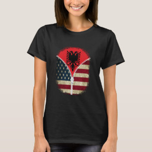 Albania American USA Flag - USA Albanian Zipper T-Shirt