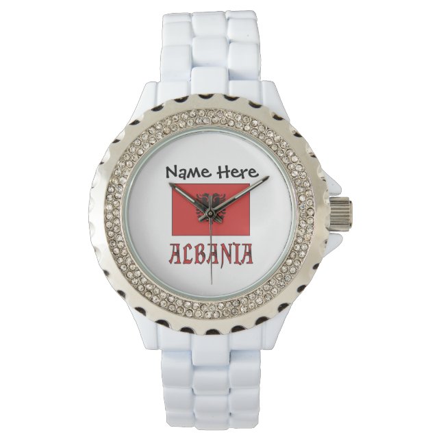 Albania and Albanian Flag Personalized  Watch (Front)