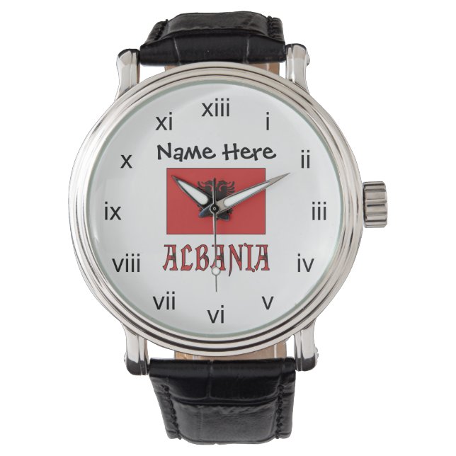 Albania and Albanian Flag Personalized  Watch (Front)