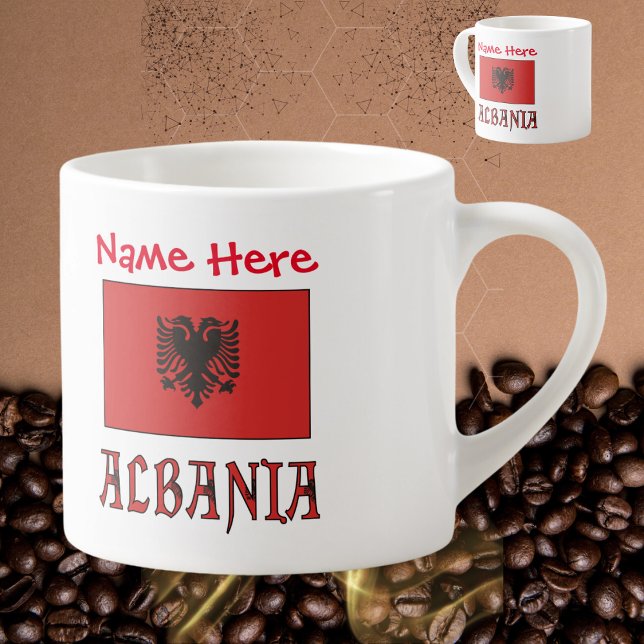 Albania and Albanian Flag Red Personalization  Espresso Cup (Creator Uploaded)