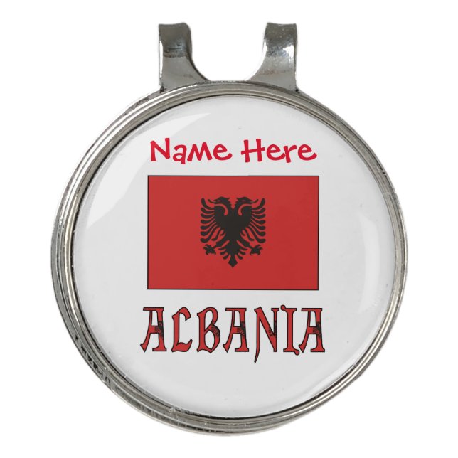 Albania and Albanian Flag Red Personalization  Golf Hat Clip (Front)