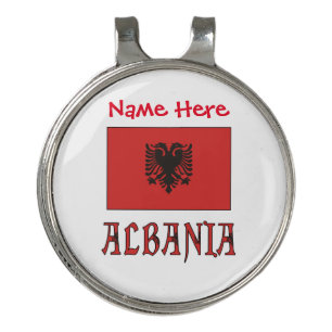 Albania and Albanian Flag Red Personalization Golf Hat Clip
