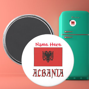 Albania and Albanian Flag Red Personalization Magnet