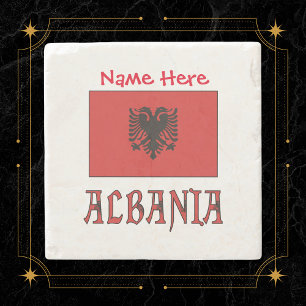 Albania and Albanian Flag Red Personalization Stone Coaster