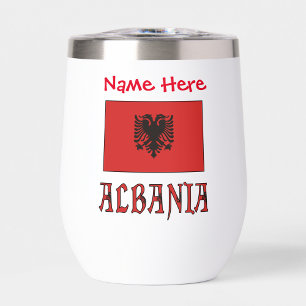Albania and Albanian Flag Red Personalization  Thermal Wine Tumbler