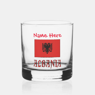 Albania and Albanian Flag Red Personalization Whiskey Glass
