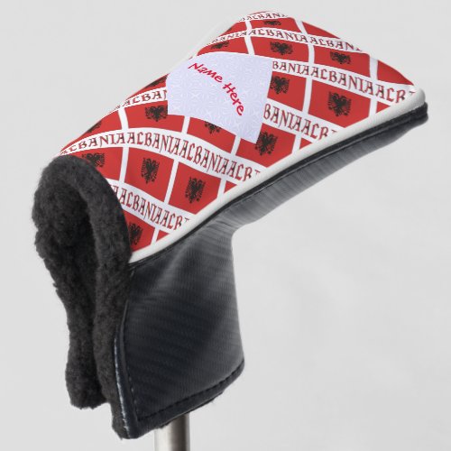 Albania and Albanian Flag Tiled Red Personalize Golf Head Cover