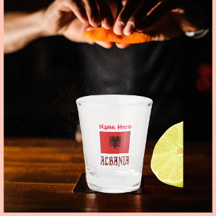 Albania and Albanian Flag with Red Personalization Shot Glass