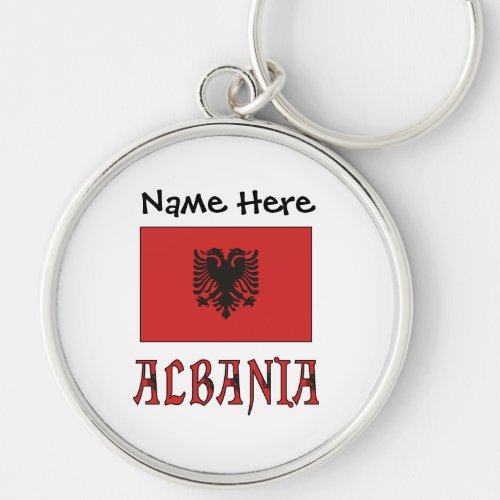 Albania and Albanian Flag with Your Name Keychain