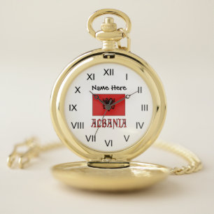 Albania and Albanian Flag with Your Name Pocket Watch