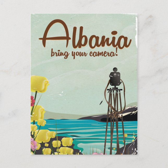 Albania Camera Vintage travel poster Postcard (Front)