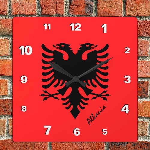 Albania Clock patriotic home Albanian Flag Square Wall Clock