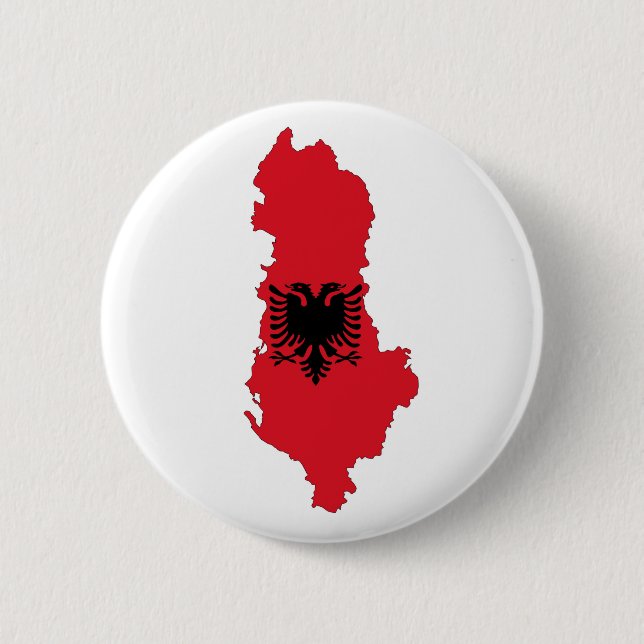 albania country flag map shape symbol silhouette pinback button (Front)