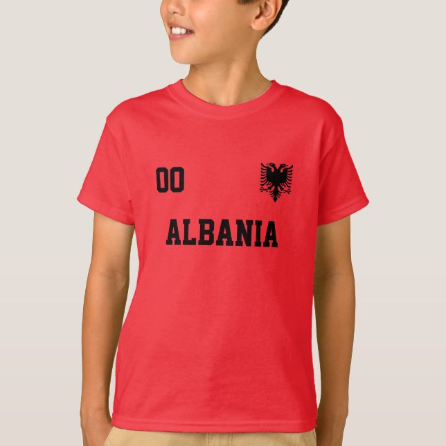 Albania Custom Name And Number Football Jersey T-Shirt (Front)