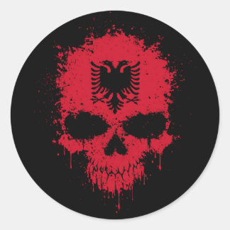 Albania Dripping Splatter Skull Classic Round Sticker