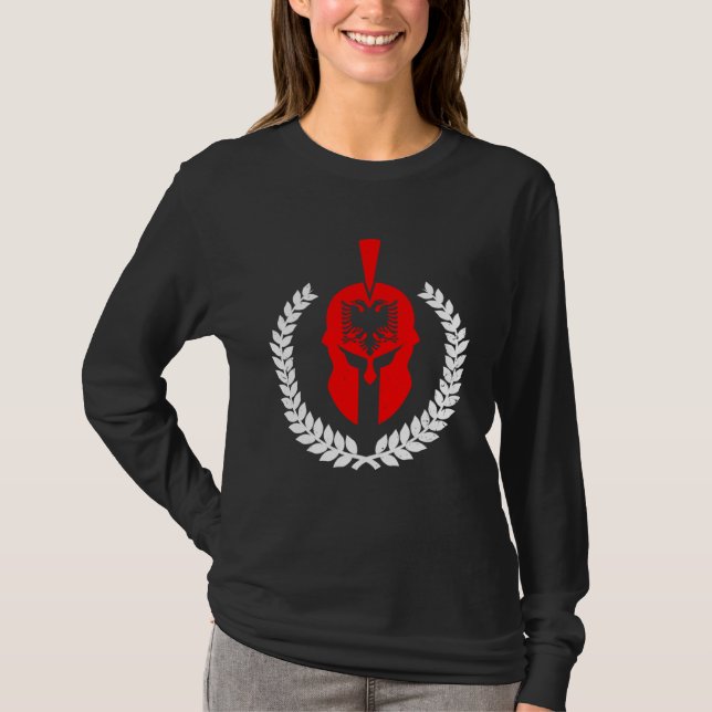 Albania Eagle Flag Kosovo Shqiptar illyrian helmet T-Shirt (Front)