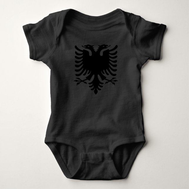 Albania Eagle Grey Baby Jumper Baby Bodysuit (Front)