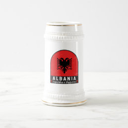 Albania Flag Emblem Distressed Beer Stein