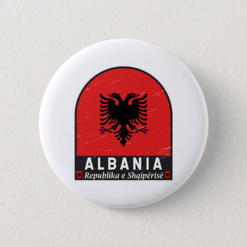 Albania Flag Emblem Distressed Button