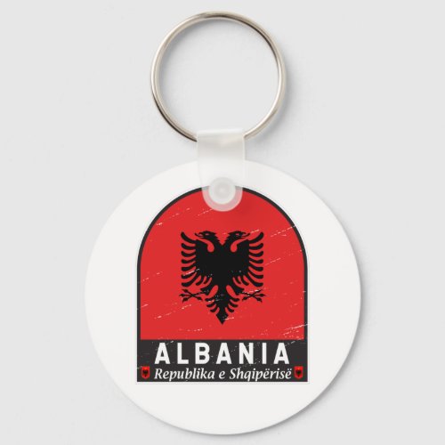 Albania Flag Emblem Distressed  Keychain