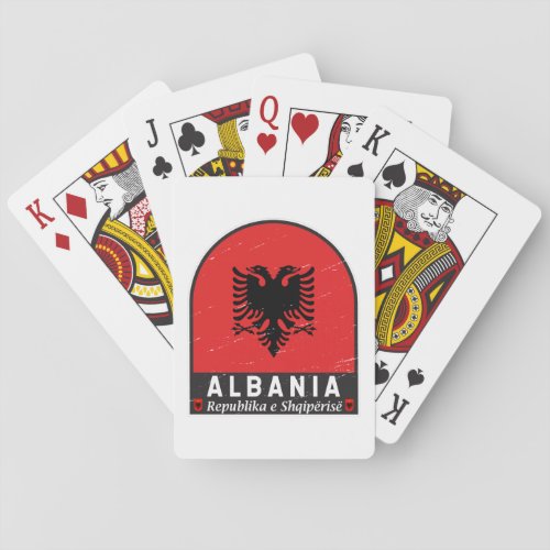 Albania Flag Emblem Distressed  Playing Cards