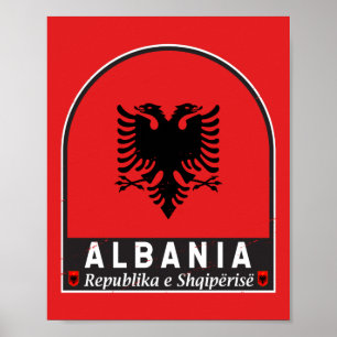 Albania Flag Emblem Distressed Poster