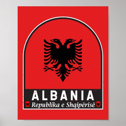 Albania Flag Emblem Distressed  Poster