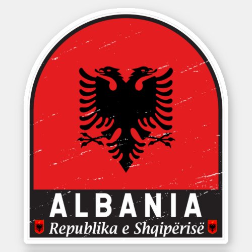 Albania Flag Emblem Distressed Sticker
