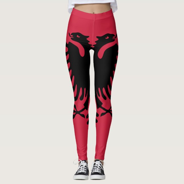 Albania Flag Emblem Leggings (Front)