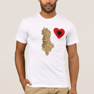 Albania Flag Heart and Map T-Shirt