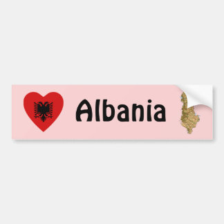 Albania Flag Heart + Map Bumper Sticker