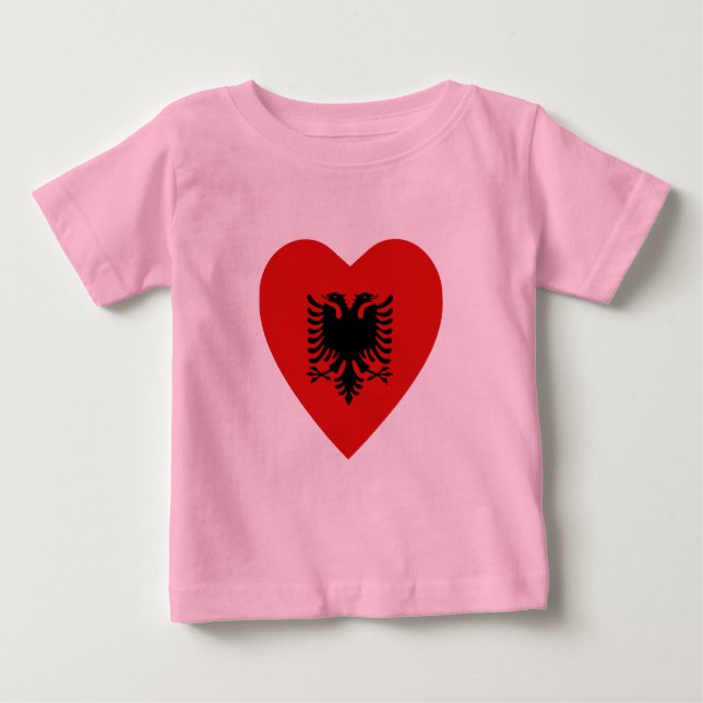Albania Flag Heart T-Shirt (Front)
