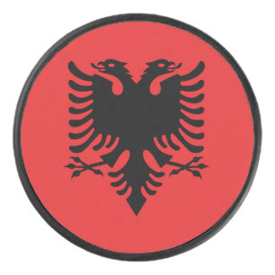Albania Flag Hockey Puck