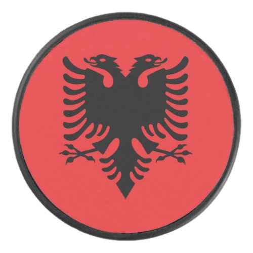 Albania Flag Hockey Puck