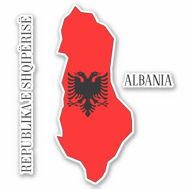 Albania Flag Map Outline Sticker (Front)