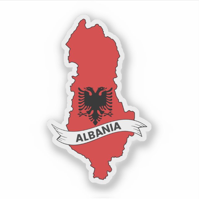 Albania Flag Map Sticker (Front)