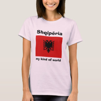 Albania Flag + Map + Text T-Shirt