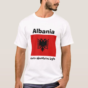 Albania Flag + Map + Text T-Shirt