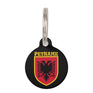 Albania Flag Pet Name Tag