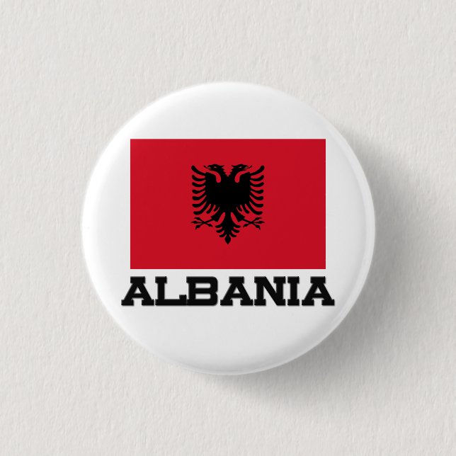 Albania Flag Pinback Button (Front)