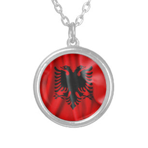 Albania Flag Round Pendant Necklace