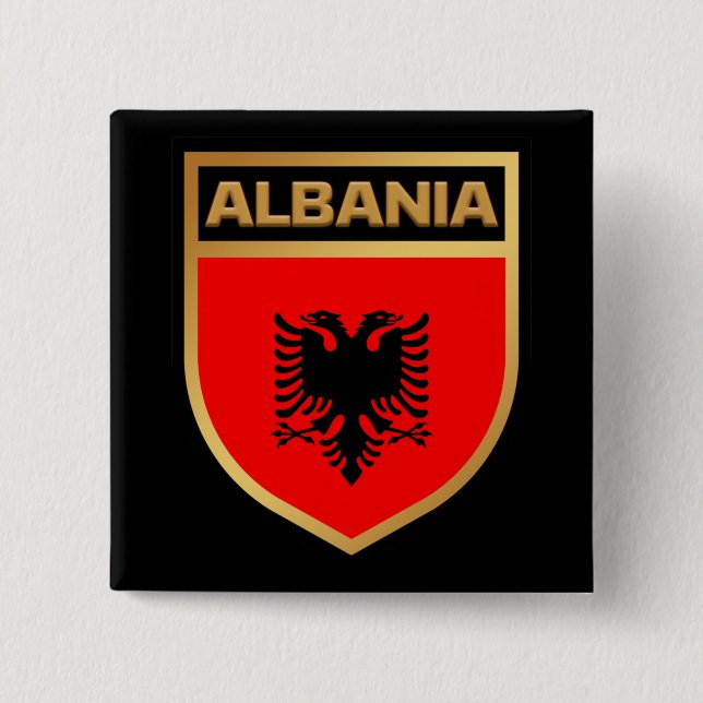 Albania Flag Shield Button (Front)