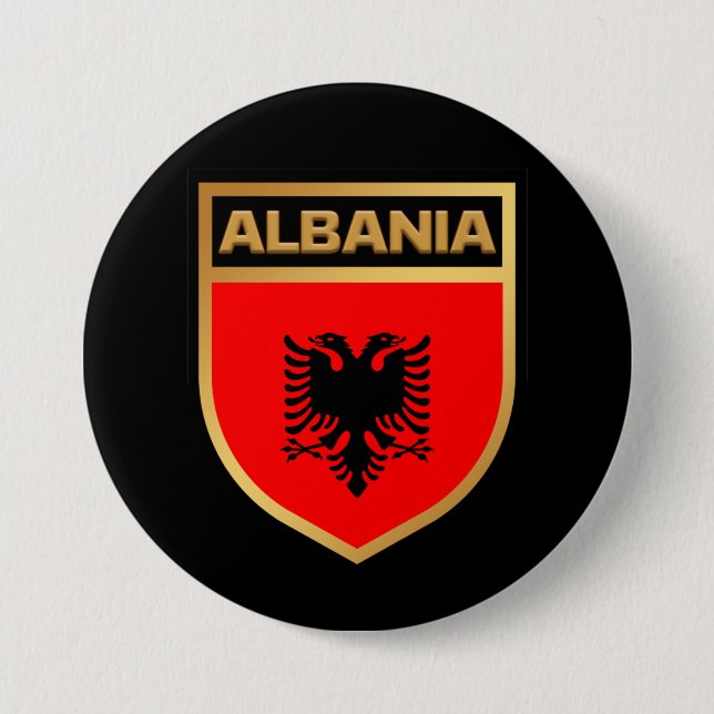 Albania Flag Shield Button (Front)