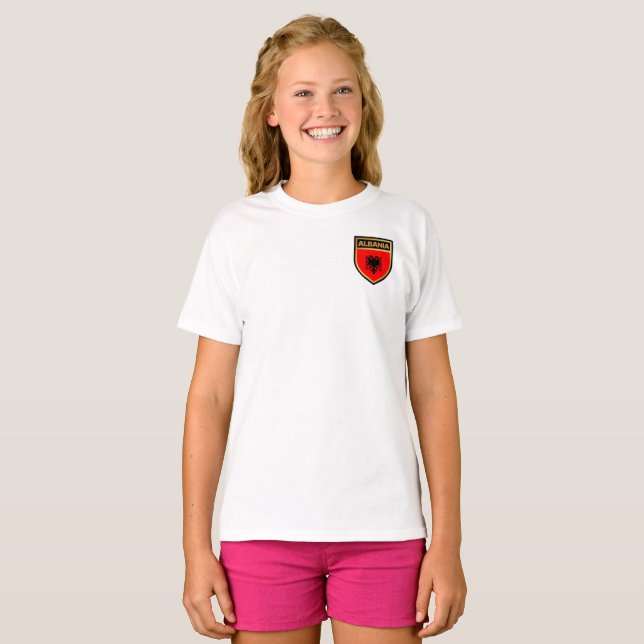 Albania Flag Shield T-Shirt (Front Full)