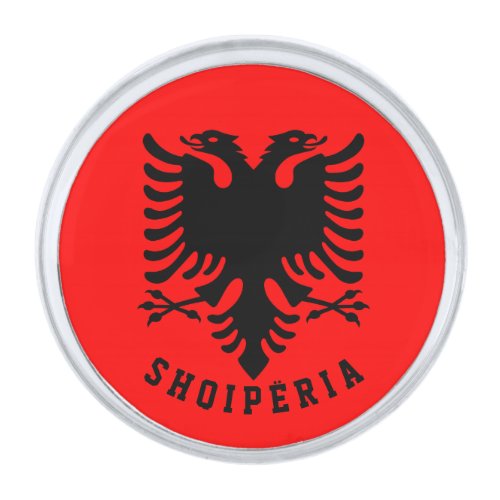 Albania Flag Silver Finish Lapel Pin