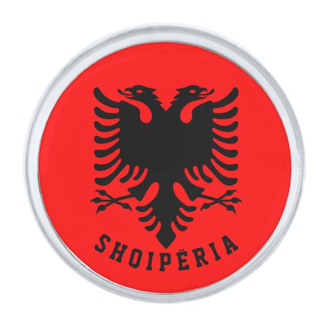 Albania Flag Silver Finish Lapel Pin (Front)