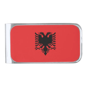 Albania Flag Silver Finish Money Clip