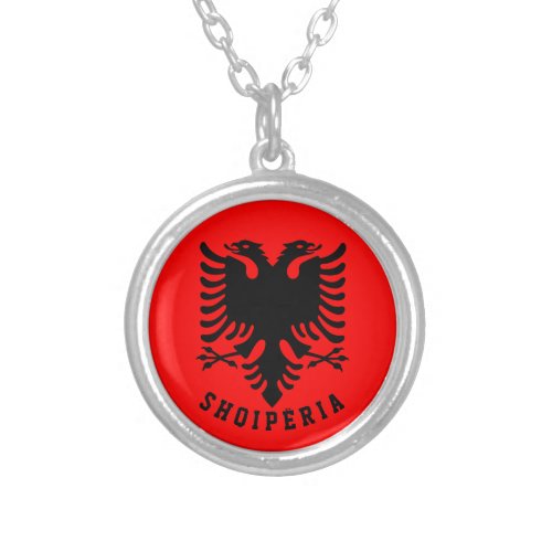 Albania flag silver plated necklace