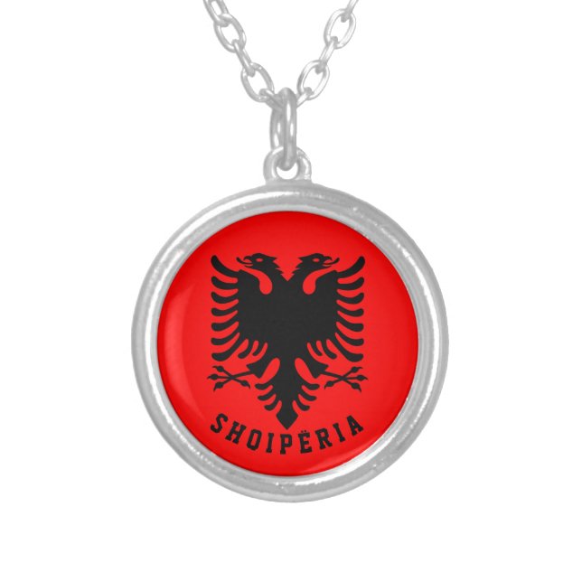 Albania flag silver plated necklace (Front)