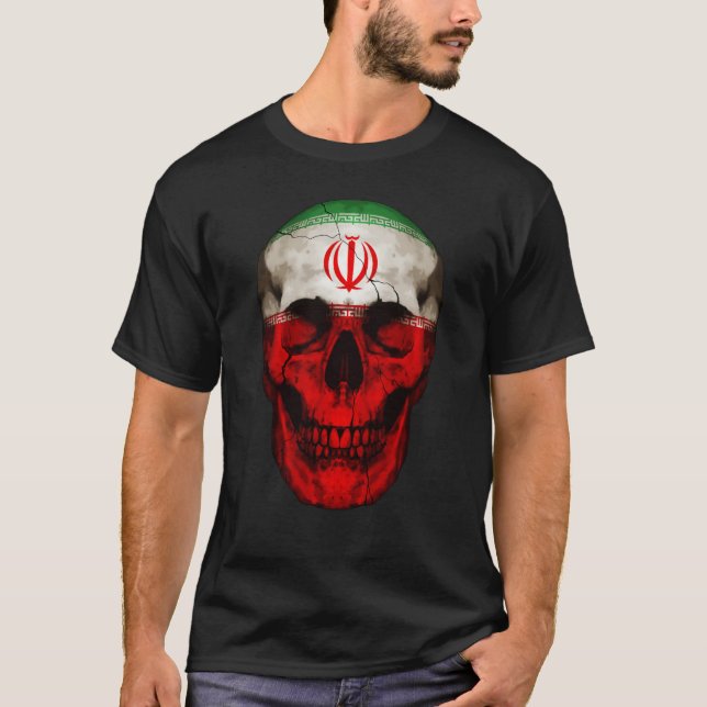 Albania Flag Skull Iranian Roots Proud Patriotic T-Shirt (Front)